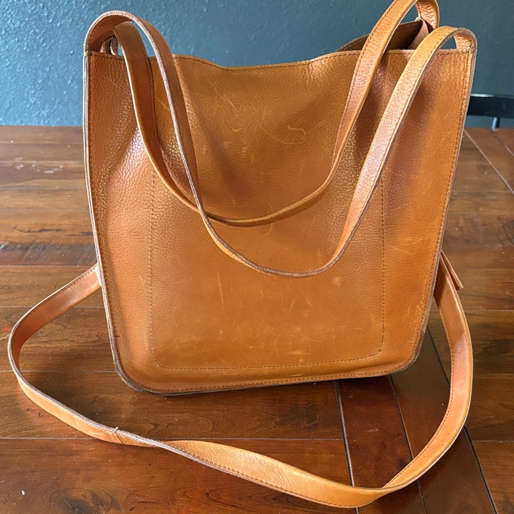 Madewell Cognac Leather Shoulder Tote